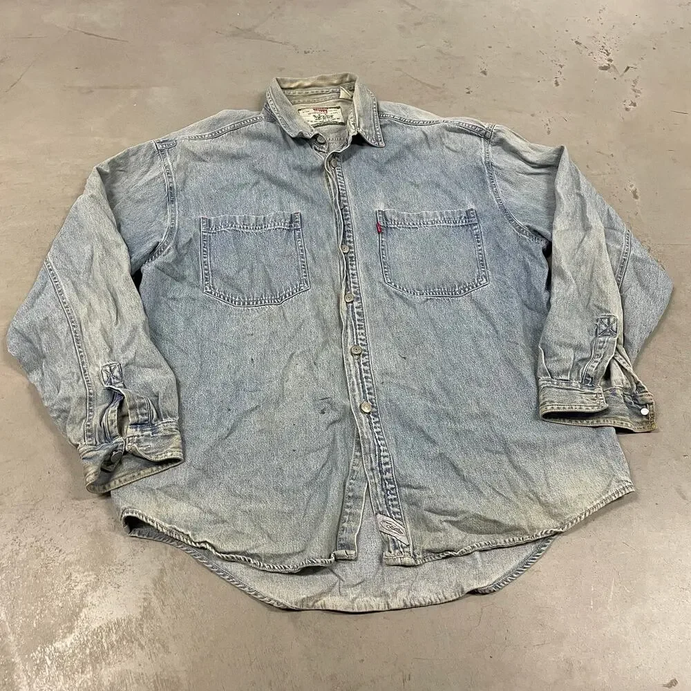 90s distressed Levi’s denim western shirt